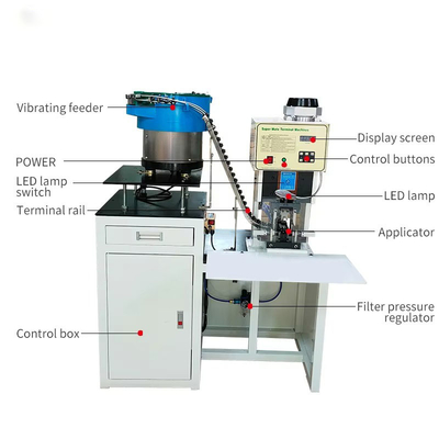 SAA Solid Hollow 3 Pin Power Plug Insert Crimping Machine Dengan Loose Bulk Terminal Vibrating Plate Feeder