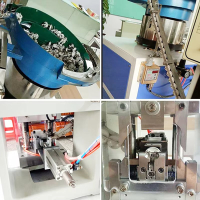 SAA Solid Hollow 3 Pin Power Plug Insert Crimping Machine Dengan Loose Bulk Terminal Vibrating Plate Feeder