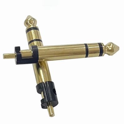 Plating Emas 6,35mm Stereo 3 Pole Stereo Audio Male Connector Audio Mikropon Plug Untuk Headphone