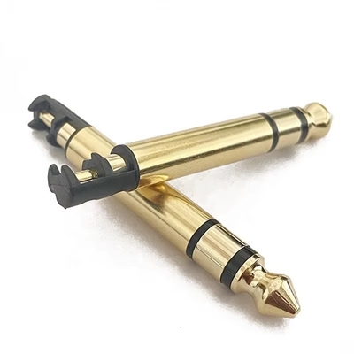 Plating Emas 6,35mm Mono 50L Audio Pria Earphone Plug Connector Dengan Benang Untuk Headphone