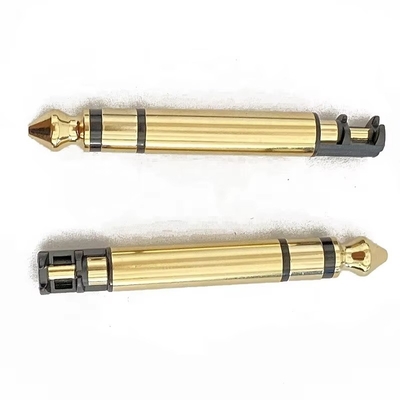 Plating Emas 6,35mm Mono 50L Audio Pria Earphone Plug Connector Dengan Benang Untuk Headphone