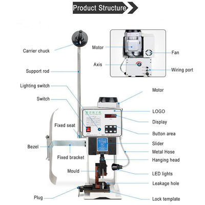 Mesin Crimping Terminal Semi-Automatik dengan Daya Motor 0,75KW 15KN Kemampuan Menekan dan 220V 50Hz Power Supply