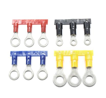 Oem Custom 22 Awg Tipe Flat Tembaga Terminal Lug Crimping Terisolasi Ring Terminal