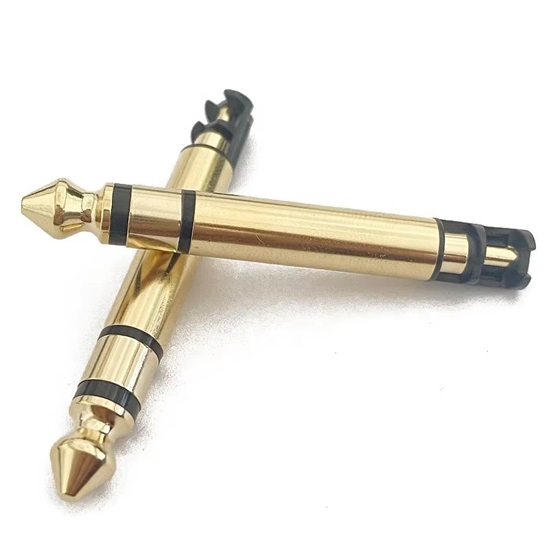 Plating Emas 6,35mm Mono 50L Audio Pria Earphone Plug Connector Dengan Benang Untuk Headphone