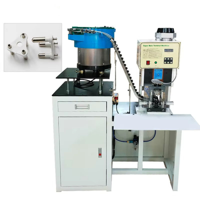 SAA Solid Hollow 3 Pin Power Plug Insert Crimping Machine Dengan Loose Bulk Terminal Vibrating Plate Feeder
