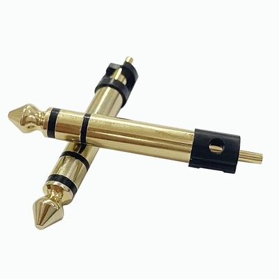 Plating Emas 6,35mm Stereo 3 Pole Stereo Audio Male Connector Audio Mikropon Plug Untuk Headphone